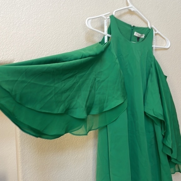 Nwt Halston heritage Sz 4 viridian green swing dress flutter sleeve lined $275 - Picture 3 of 11